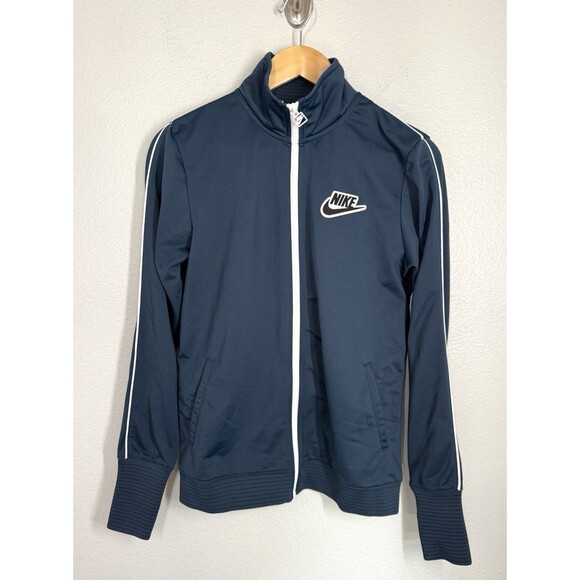 Nike Womens Pre Gamer Athletic Track Jacket Navy/White Sz‎ M Warmup Sports Retro - Picture 3 of 12